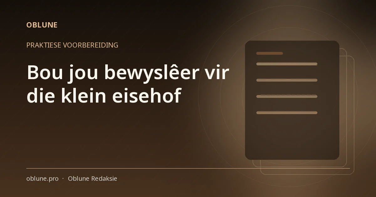 Klein eisehof procedure: bou jou bewyslêer