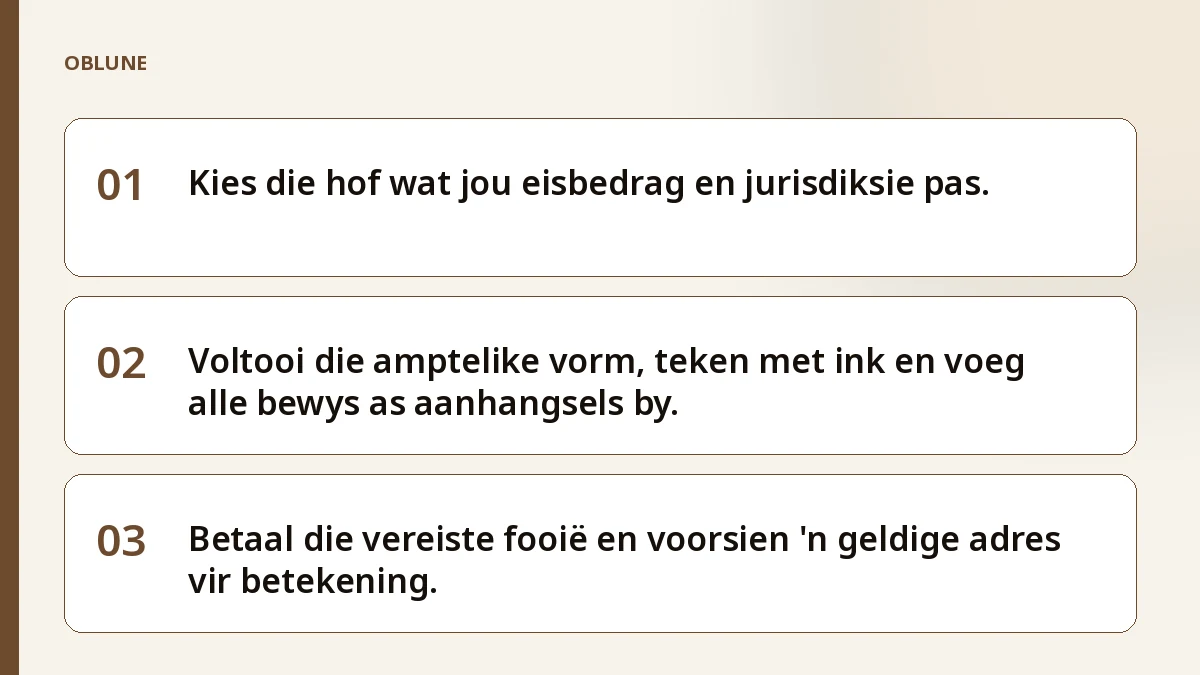 Hof van klein eise of landdroshof: watter roete kies jy?