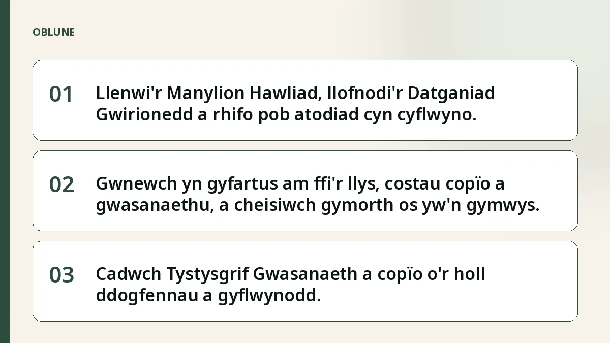 Ffurflen hawliad llys: costau a chamau cyn cyflwyno