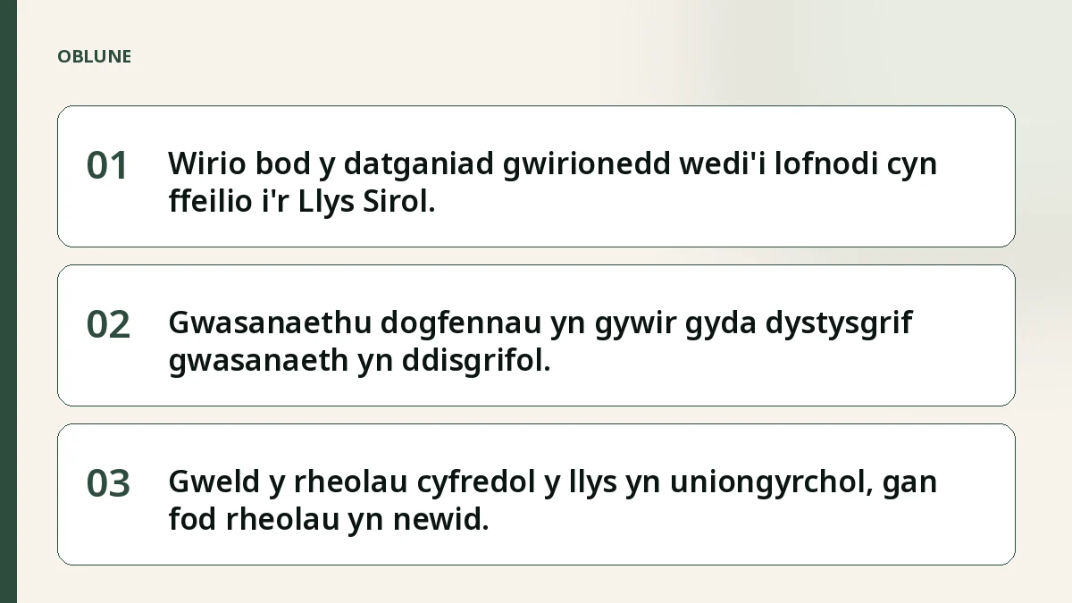 Bethan wedi'i ganslo: Camau o'r fatur i'r llys sirol