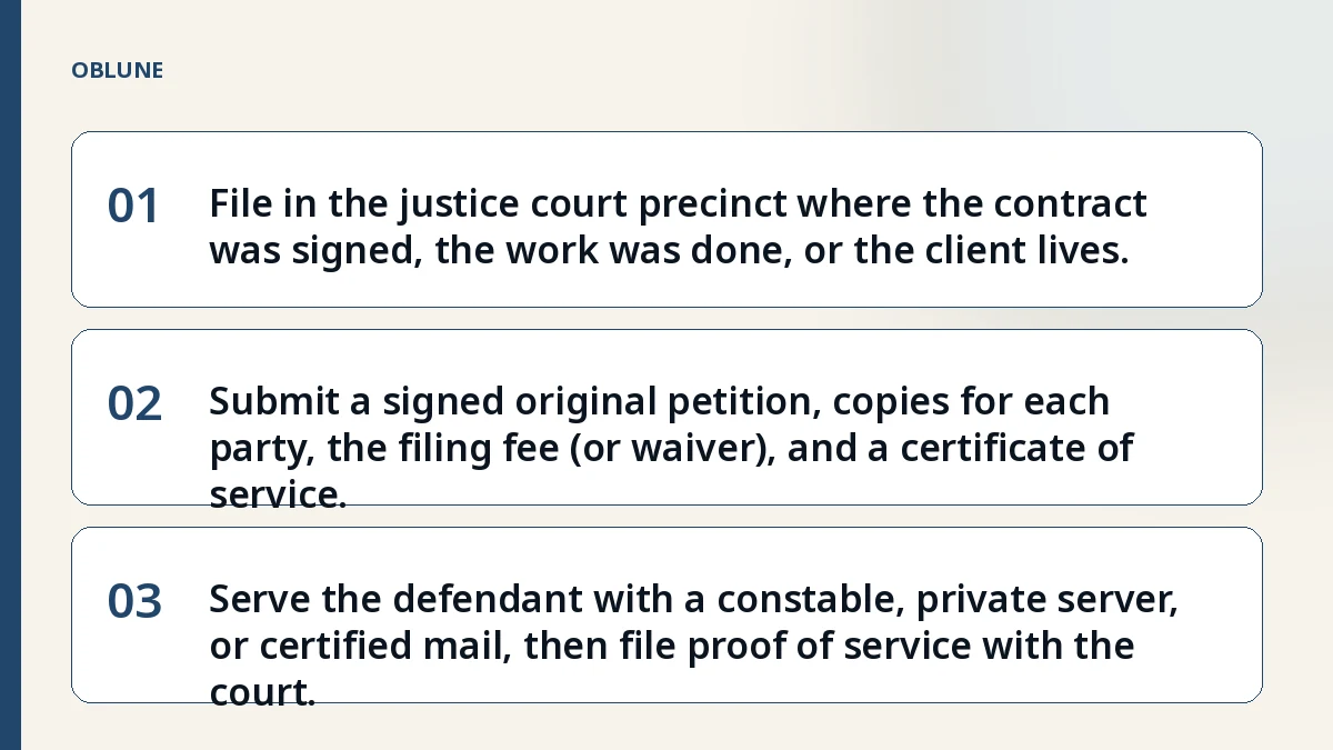 Filing an Invoice for Freelance Work in Texas Justice Court