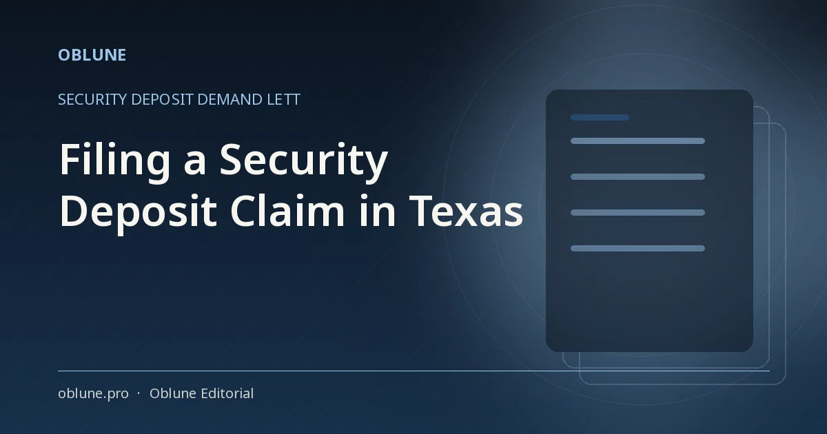 Security Deposit Demand Letter: Filing Sequence in Texas