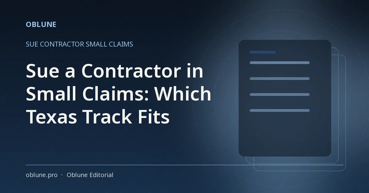 Sue a Contractor in Small Claims: Which Texas Track Fits