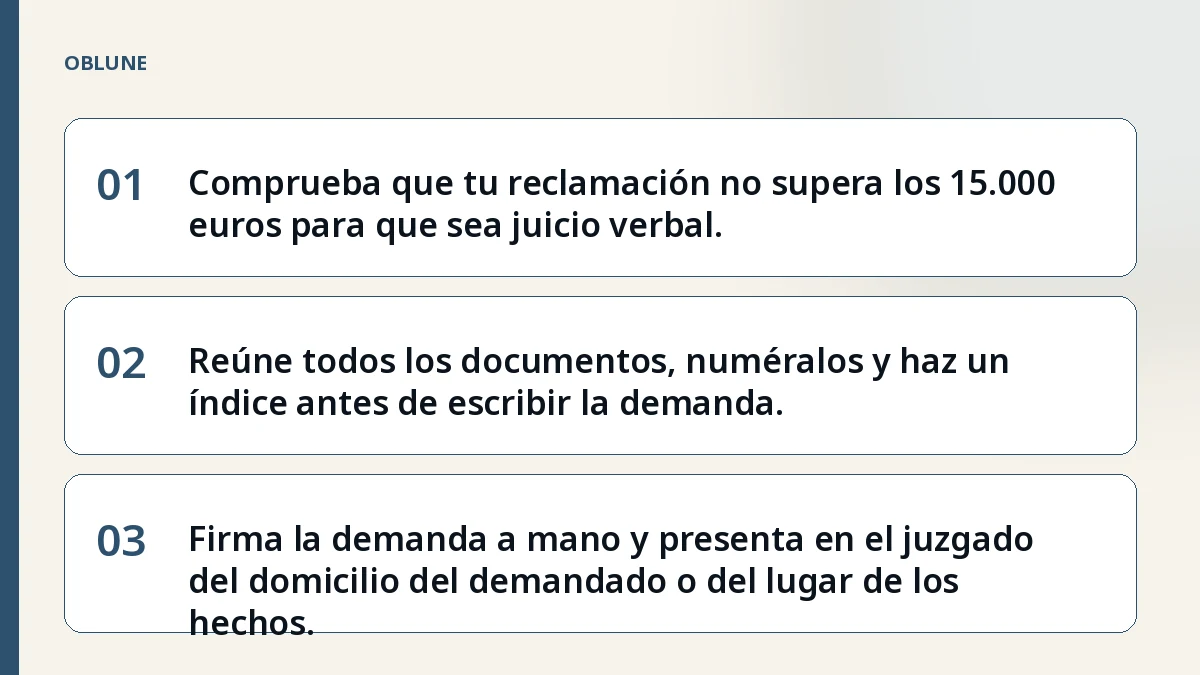 Demanda de juicio verbal sin abogado: pasos en orden
