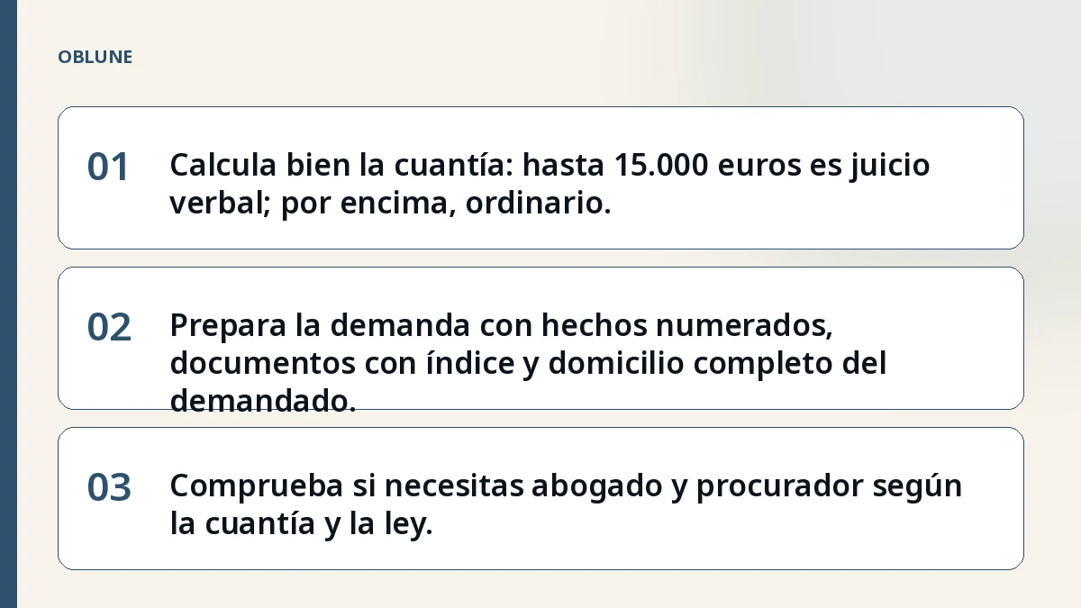 Juicio verbal para reclamar cantidad: qué datos necesitas