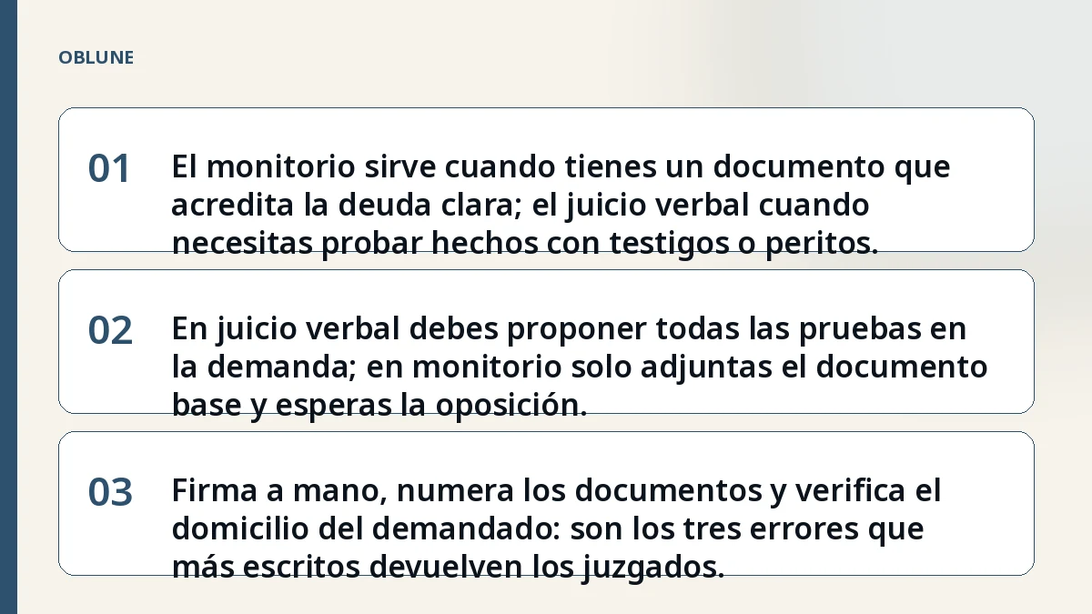 Proposición de pruebas en juicio verbal: qué ruta elegir y qué aportar en cada caso