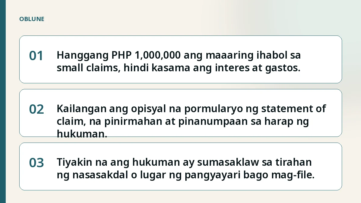 Magkano ang maaari kong ihabol sa small claims sa Pilipinas?