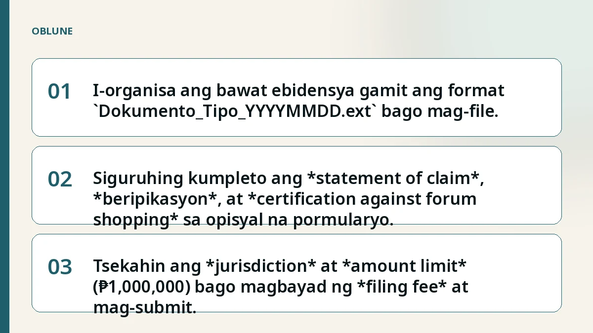 Sample of Demand Letter in Tagalog: Evidence File Checklist