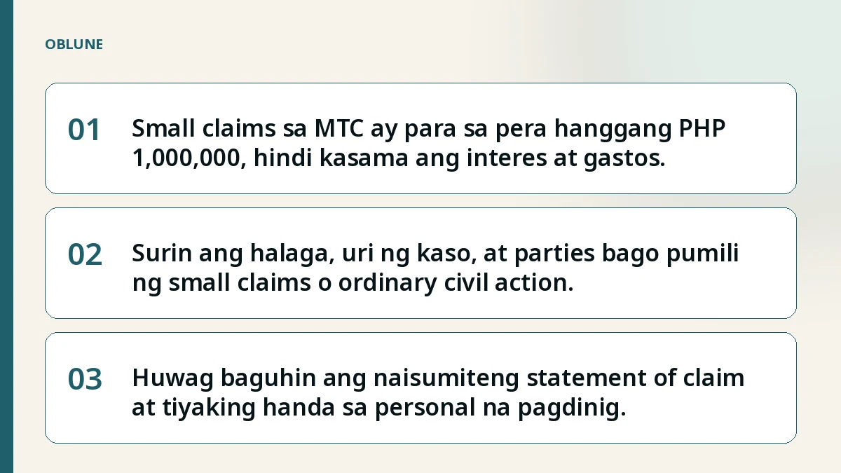 Singil ng Utang: Small Claims o Ordinary Civil Action?