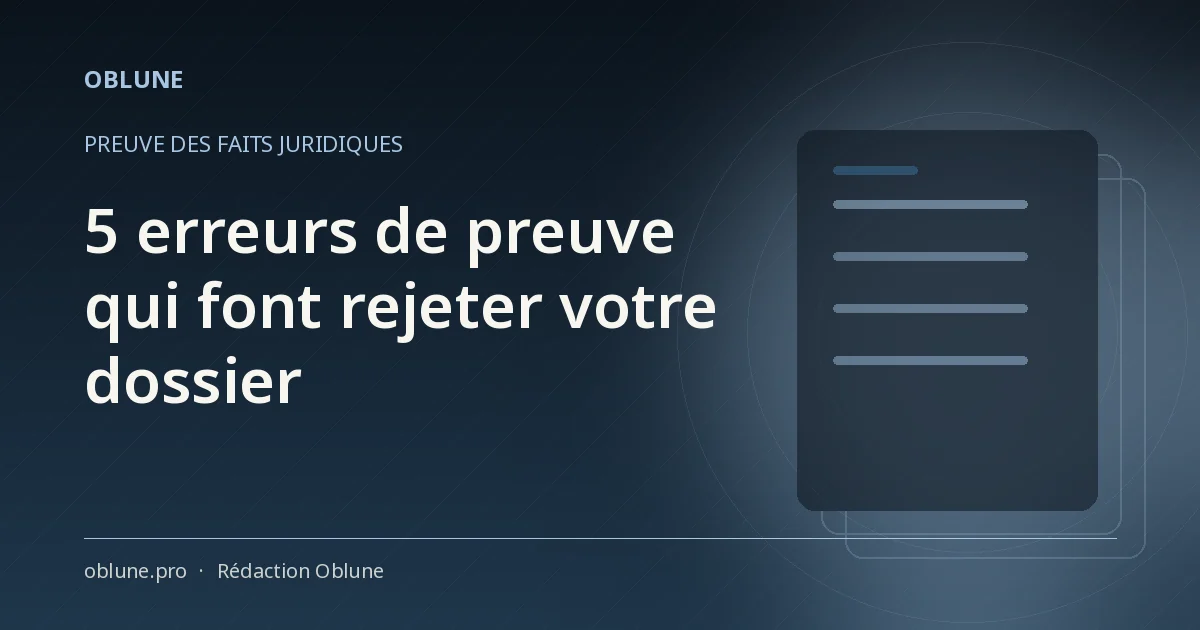 Preuve des faits juridiques : 5 erreurs qui font rejeter votre dossier