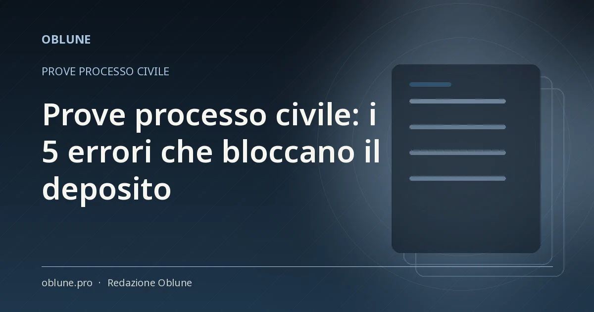 Prove processo civile: i 5 errori che bloccano il deposito