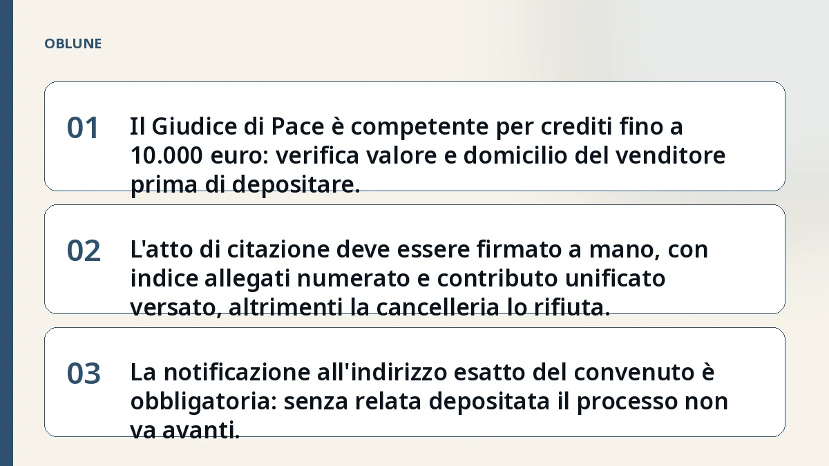 Subito.it truffa Postepay: la sequenza esatta per depositare l'atto in Giudice di Pace