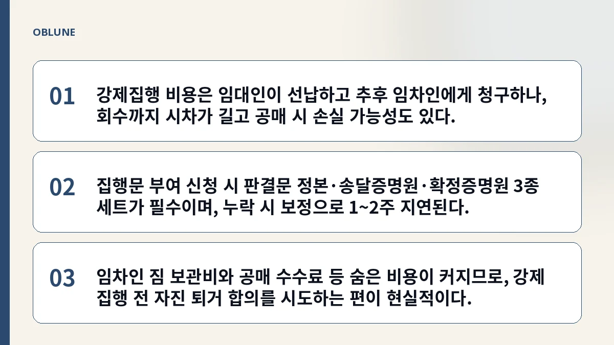 명도소송 판결 후 강제집행 비용과 절차, 현장에서 겪는 실무