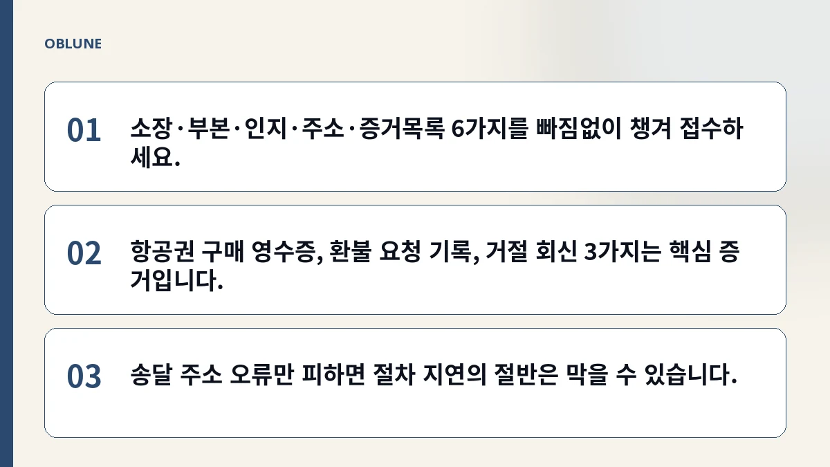 항공권 환불 불가, 소액사건으로 준비하는 청구 패키지