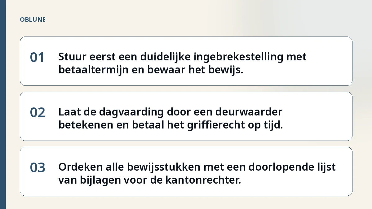 Ingebrekestelling voor procedure: stappenplan naar de kantonrechter