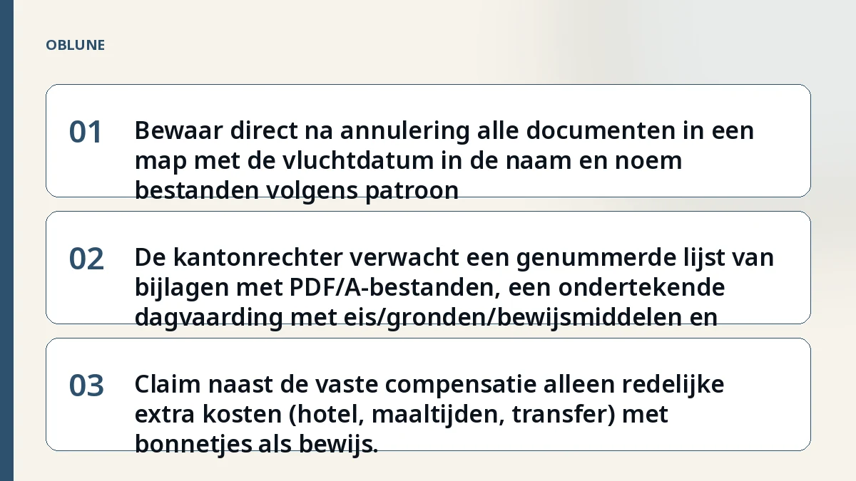 Vlucht geannuleerd compensatie: zo bouwt u een bewijsmappen die de kantonrechter leest