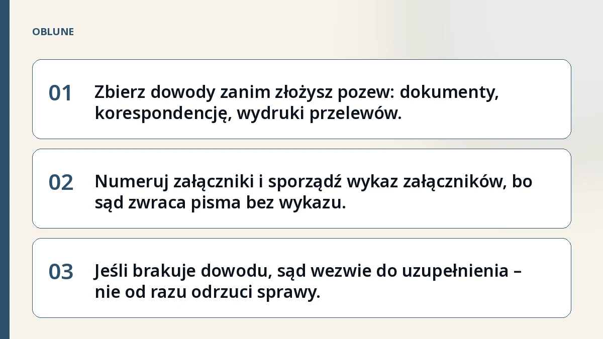 Dowody w sprawie cywilnej: czego żąda sąd