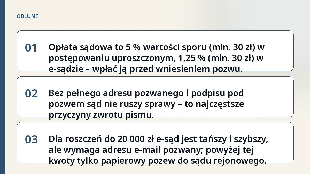 Oferta na prace budowlane: koszty i logistyka pozwu w sądzie rejonowym
