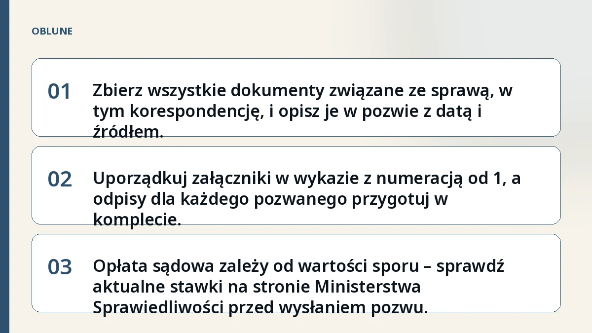 Opłata sądowa od pozwu: jak przygotować dowody, by nie tracić czasu