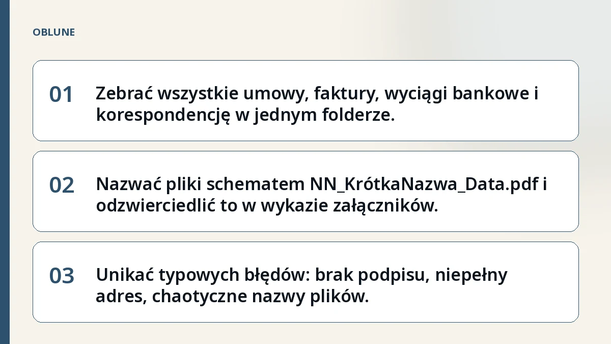 Plik dowodowy do egzekucji komorniczej – co zebrać i jak nazwać