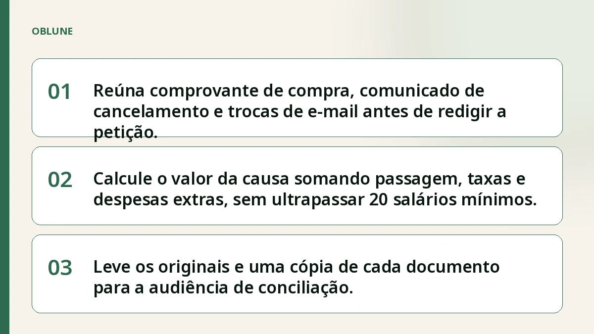 Voo cancelado reembolso: prepare seu pacote para o Juizado Especial