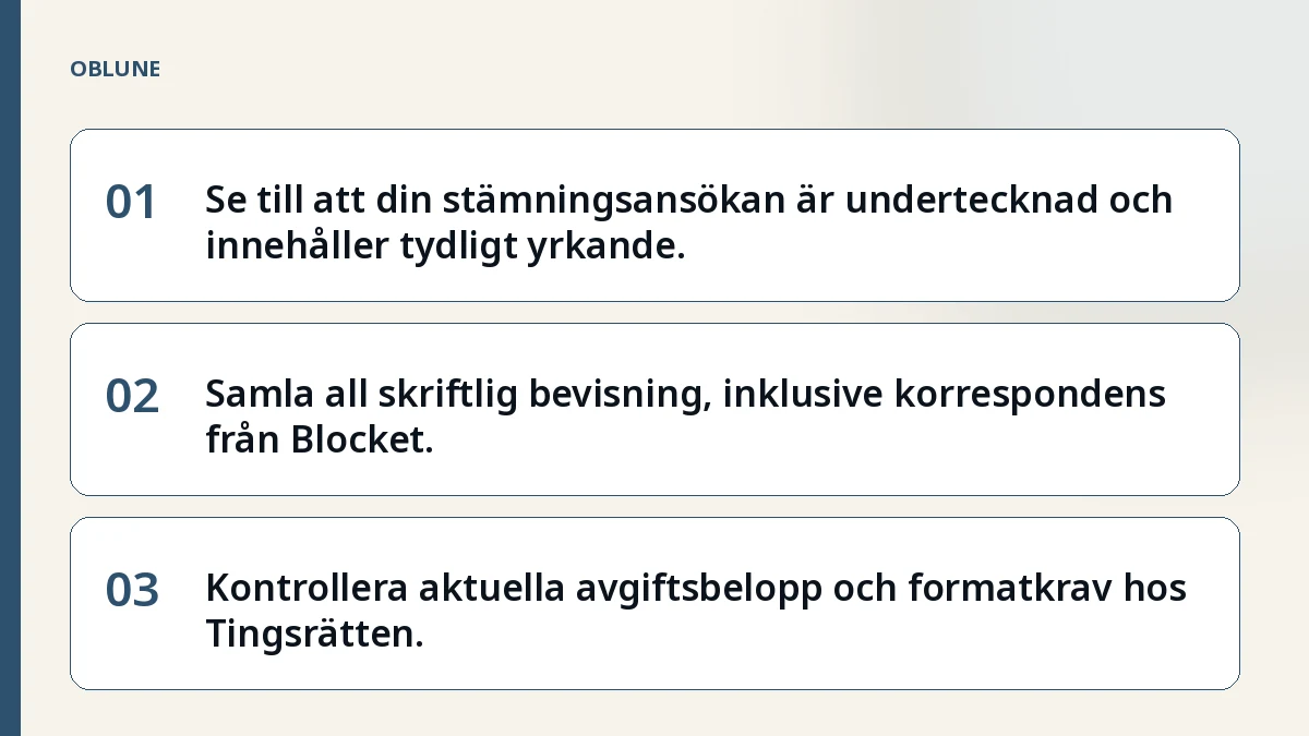 Blocket bedrägeri bil: Vad tingsrätten vill i din stämningsansökan