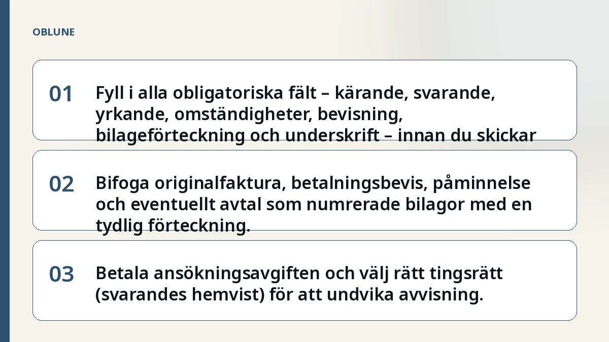 Driva in skuld privatperson – vad tingsrätten frågar efter fält för fält