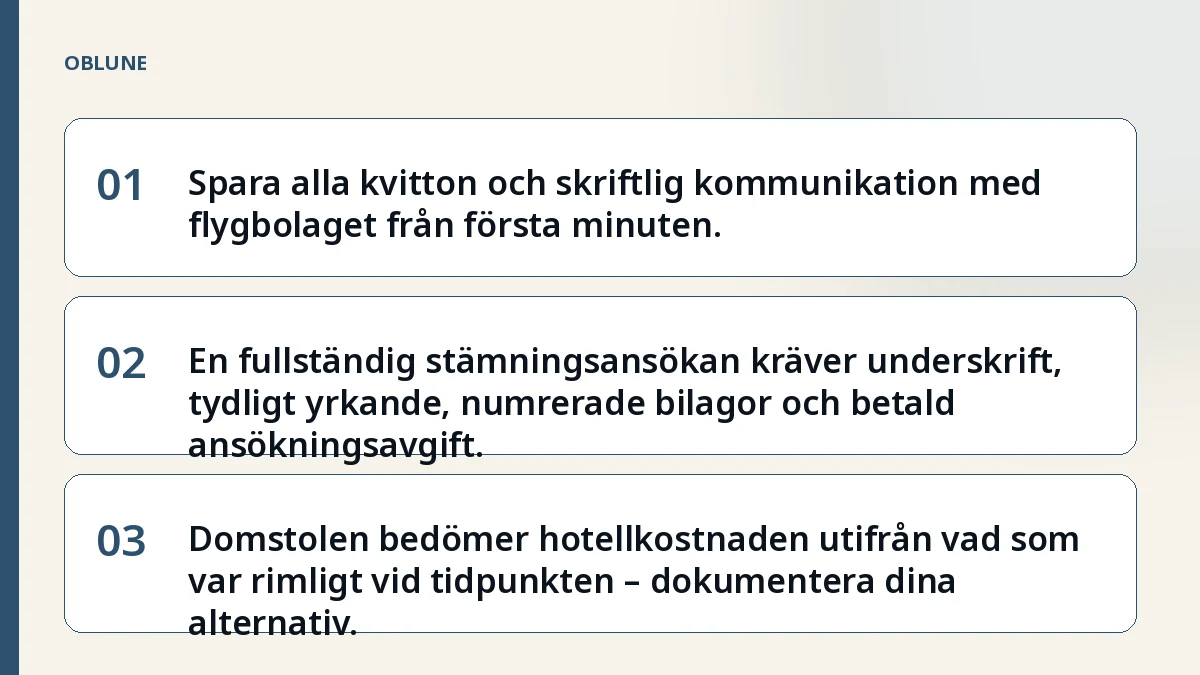 Inställt flyg – ersättning för hotell: så bygger du stämningsansökan steg för steg