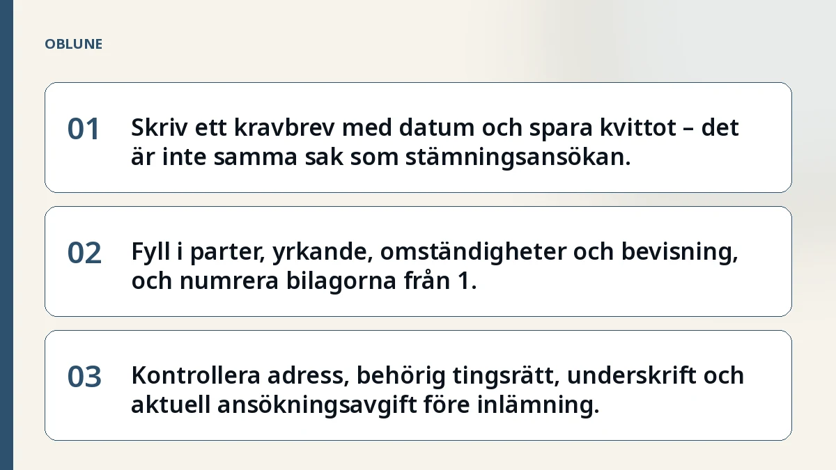 Kravbrev innan stämning: vad tingsrätten frågar om