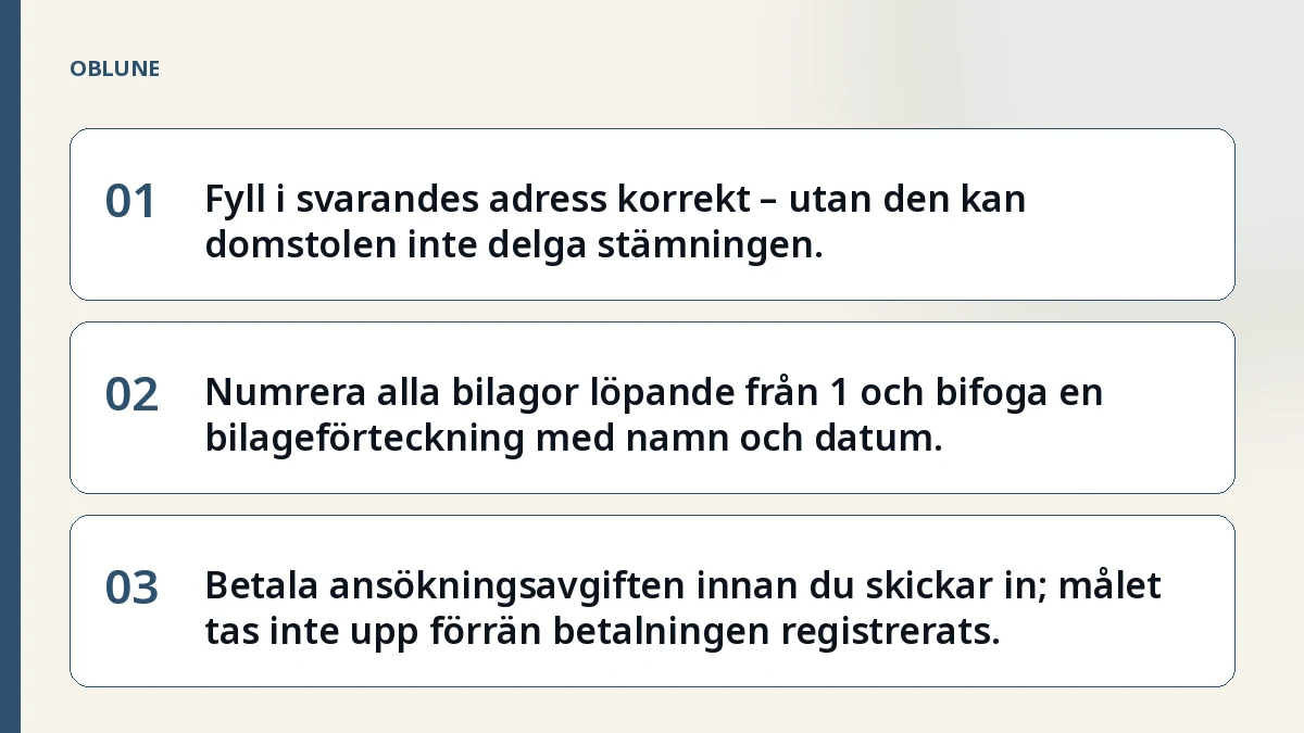 Rättegång tingsrätten Jönköping: så fyller du i stämningsansökan fält för fält