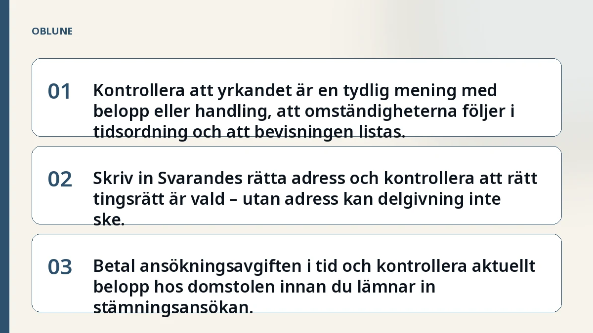 Verkställighet av dom: vad tingsrätten frågar om