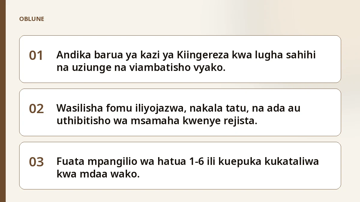 Barua ya Kazi ya Kiingereza: Hatua kwa Hatua ya Kuwasilisha Madai