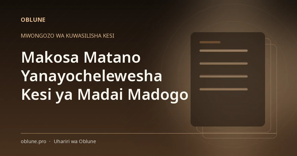 Makosa Matano Yanayochelewesha Kesi ya Madai Madogo